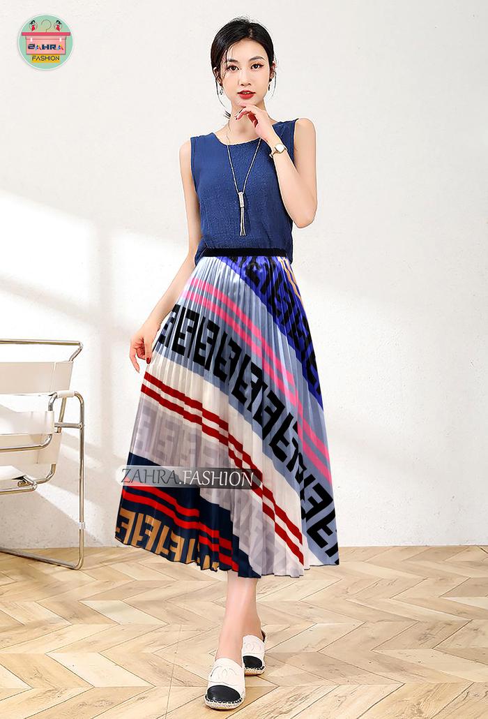 Gambar Rok Plisket Satin Premium Import Murah kekinian Gaya Korea Terbaru - Biru dari ZAHRA FASHI0N_NEW undefined Tokopedia
