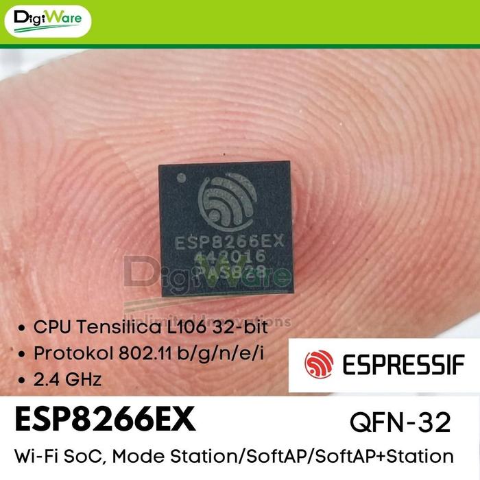 Gambar ESP8266EX ESP8266 Chip WiFi 802.11 b/g/n/e/i SMD QFN 32 Pin dari DigiWare Store undefined Tokopedia