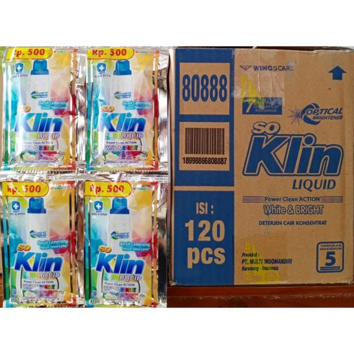 Gambar Soklin Deterjen Cair Sachet/ So Klin Liquid Detergent Rp 500 an per dus - white & bright dari Menang Mart undefined Tokopedia