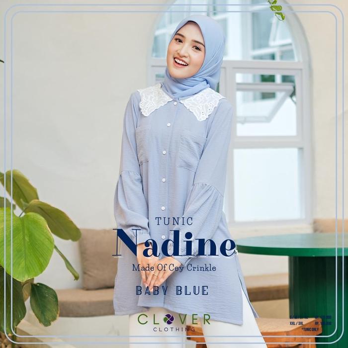 Gambar Atasan Wanita Muslim Tunik Nadine By Clover Clothing - BABY BLUE, S dari Maza.idn undefined Tokopedia