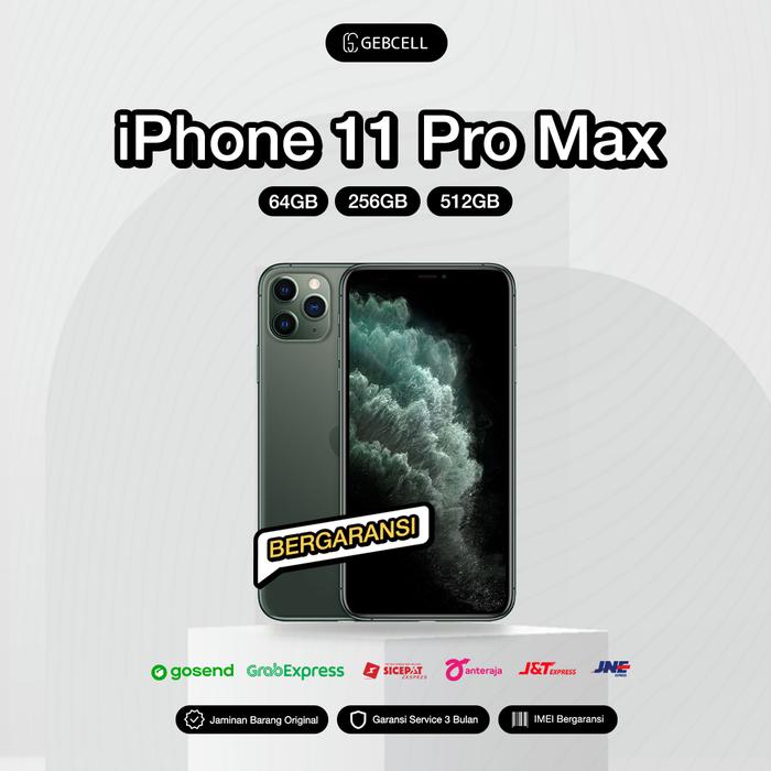 Gambar iPhone 11 Pro Max 64GB 256GB 512GB Space Gray Silver Gold Green - Midnight Green, 256GB dari Gebcell undefined Tokopedia