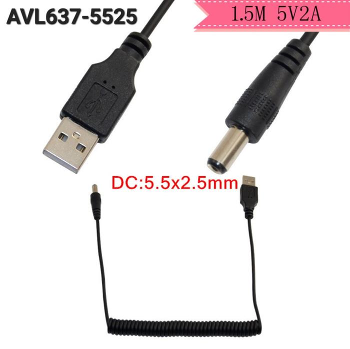 Gambar AVPRO AVL637 Coiled DC Power Barrel Cable USB 5V 2A - DC5525 dari Pro-X Technology undefined Tokopedia