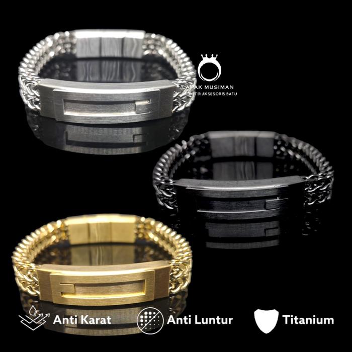 Gambar Gelang Pria Rantai Titanium Gold Emas Asli Original Super - Glory, Hitam dari Lapak Musiman undefined Tokopedia