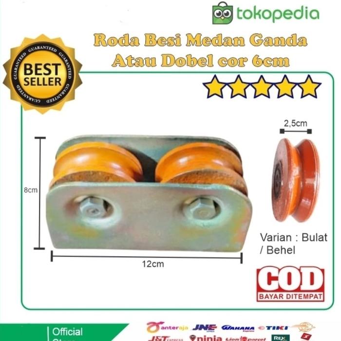 Gambar RODA PAGAR BESI COR DOBEL / RODA PINTU PAGER BESI BIASA GANDA 6CM - Siku dari Berkah Nisa Teknik undefined Tokopedia