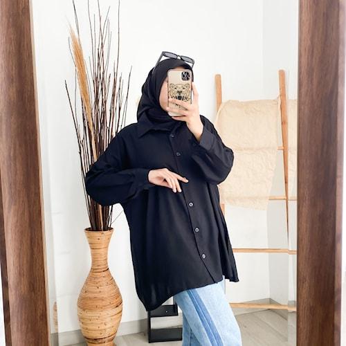 Gambar Pakaian Wanita PLOSA OVERSIZE BLOUSE bigsize big size jumbo Fashion - Black dari qbal store_NEW undefined Tokopedia
