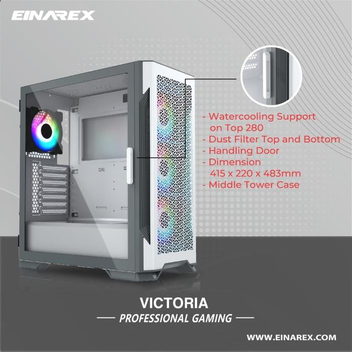 Gambar Casing PC Gaming Einarex VICTORIA - Midle Tower Case - Putih dari NK Computer undefined Tokopedia