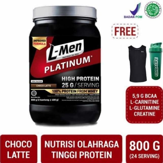 Gambar TERBARU L-MEN PLATINUM WHEY PROTEIN TERMURAH RF5454YG - Coklat, singlet+shaker dari regitacahya11 undefined Tokopedia