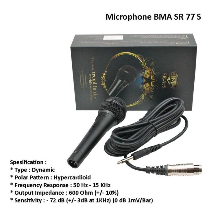 Gambar Mic Kabel BMA SR 77S / Microphone Cable BMA SR 77S Dynamic Microphone dari Pro Sound Store undefined Tokopedia