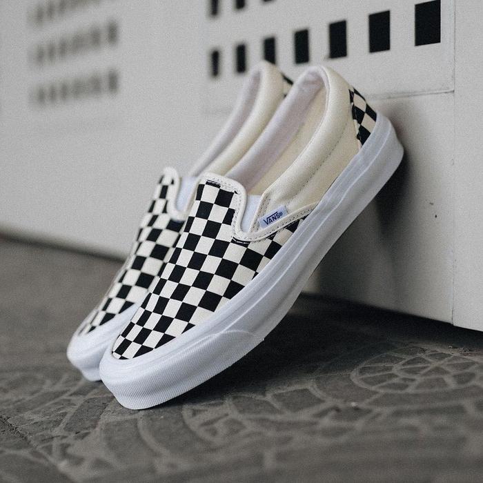 Jual VANS VAULT OG SLIP-ON LX CHECKERBOARD BLACK/WHITE ORIGINAL