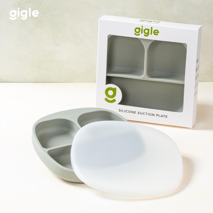 Gambar Gigle Silicone Suction Plate / Piring Makan Bayi / Piring Bayi Silikon - Sage Green, Tanpa Tutup dari Gigle Official undefined Tokopedia
