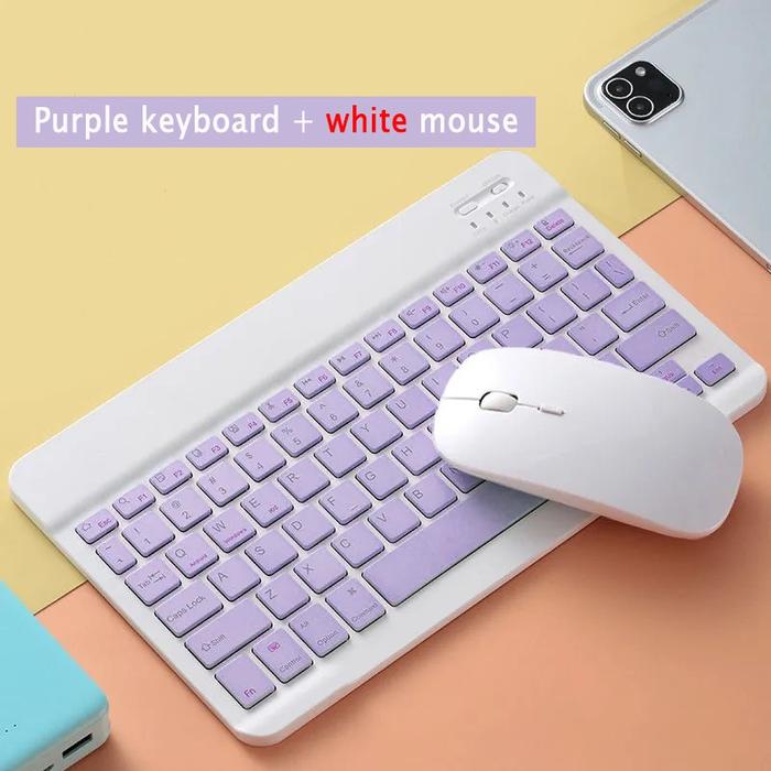 Gambar 10 inch Macaron Wireless Bluetooth Keyboard Lightweight Portable - Ungu, Tikus dari larismanisterusya undefined Tokopedia