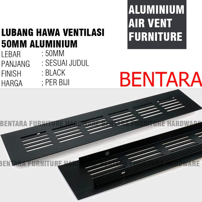 Gambar Ventilation - Lubang Ventilasi Persegi Alumunium 50 x 200mm - BLACK 5 X 20 dari Bentara asia undefined Tokopedia