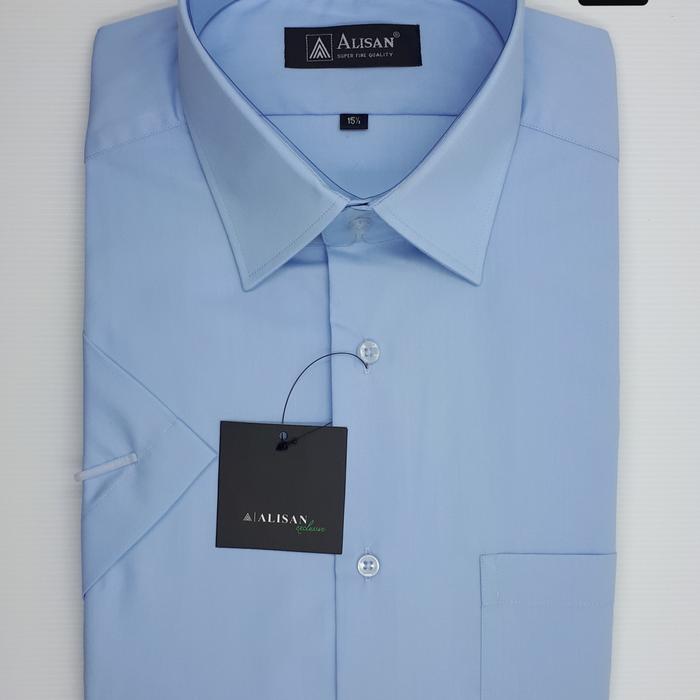 Gambar ALISAN SLIM FIT Original Kemeja Pria Lengan Pendek Putih - biru B1, no 14.5 ( S ) dari Felitastore_NEW undefined Tokopedia