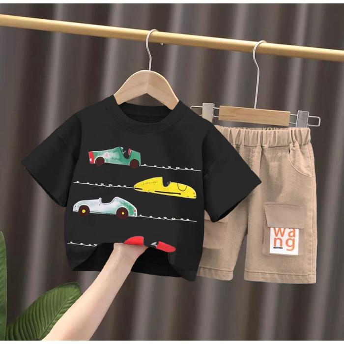 Gambar SETELAN BAJU ANAK LAKI LAKI MOTIF MOBIL TERLARIS UNTUK UMUR 1-5 TAHN - Hitam, 3 tahun dari RAISA STORE30 undefined Tokopedia