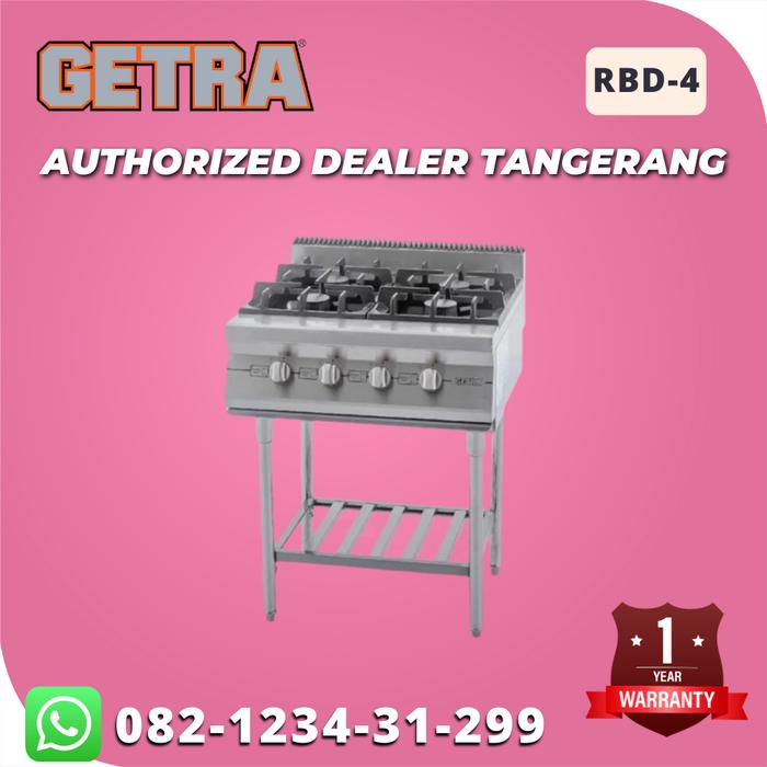 Jual GAS OPEN BURNER GETRA RBD 4 / KOMPOR STANDING 4 TUNGKU Kab. Tangerang Authorized dealer