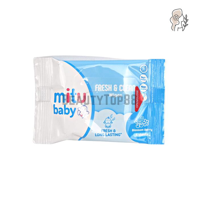 Gambar Mitu Baby Wipes Mini Fresh & Clean / Tissue Basah Kecil isi 4 sheets - Biru dari BeautyTop88 undefined Tokopedia