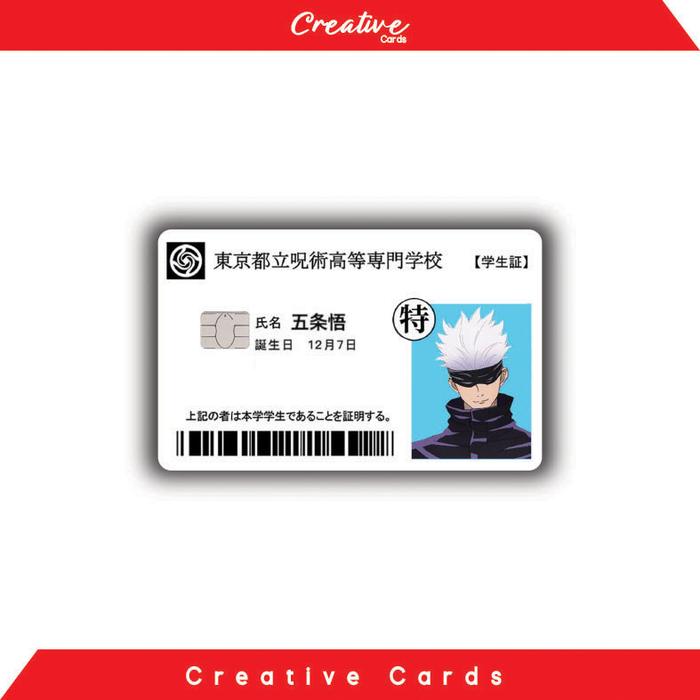 Gambar Sticker Kartu Atm Skin Card Debit Emoney E-toll Flazz Jujutsu Id Card - Gojo Id card, Chip dari creativecards.indonesia undefined Tokopedia