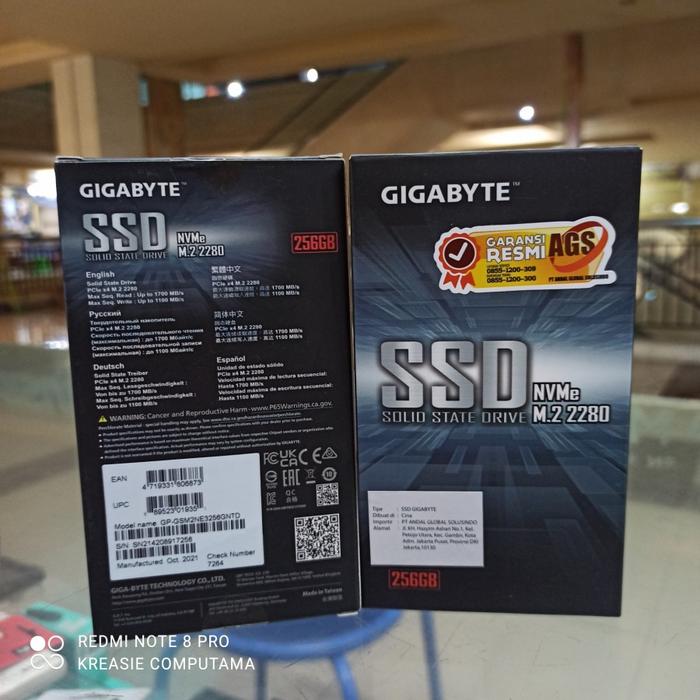 Jual SSD M2 NVME Gigabyte 256 GB Kota Palembang Mantap Jaya