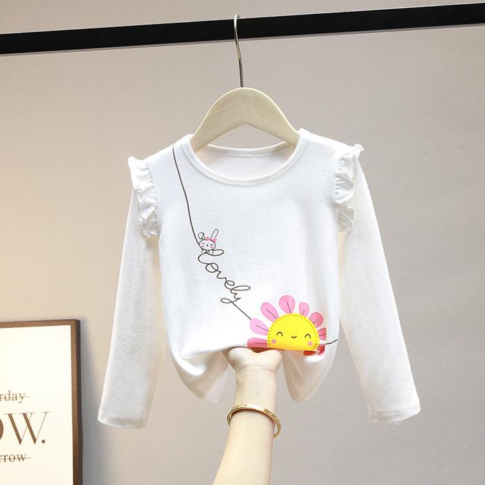 Gambar Baju atasan anak perempuan lengan panjang import bahan katun - putih bunga, 90 dari mommyhoky2 undefined Tokopedia