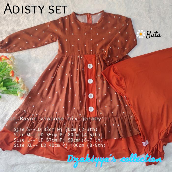 Gambar Gamis anak set jilbab cantik Adisty bahan rayon viscose mix jersey - Orange bata, M dari JILBAB In03 undefined Tokopedia