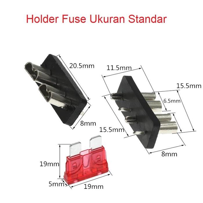 Gambar Dudukan Sekring Clip Insert Blade Fuse Holder PCB Mount Sekering Otomo - Standar dari Arduino Store undefined Tokopedia