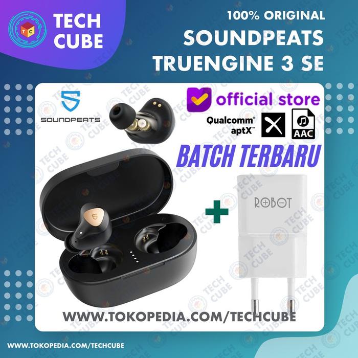 Gambar Soundpeats Truengine 3 SE TWS APTX Wireless Earphone Headset Bluetooth - Hitam Adaptor dari Tech Cube Store undefined Tokopedia