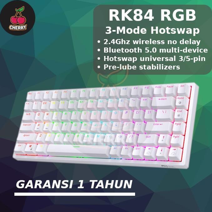 Gambar Ready!! Royal Kludge Rk84 Rgb Wireless Bluetooth Mechanical Keyboard - Putih, Blue Switch dari kayashoop8 undefined Tokopedia