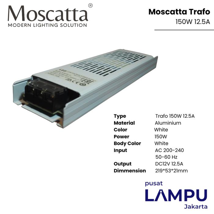 Gambar Moscatta Trafo Slim 12V High quality all series - 12.5A 150W dari Pusat Lampu Jakarta undefined Tokopedia