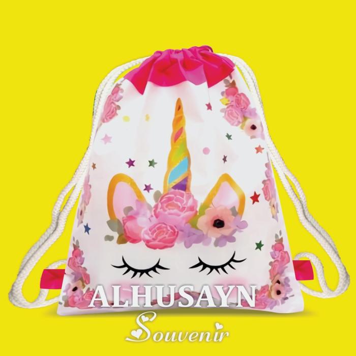 Gambar Tas Ransel serut satu kantong ukuran 25x33.cm - unicorn dari ALHUSAYN KIDS undefined Tokopedia