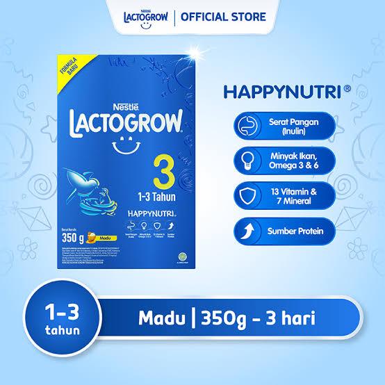 Gambar LACTOGROW 3 Happynutri Susu Pertumbuhan 1-3 Tahun Madu 350 g dari Toserba Yassir undefined Tokopedia
