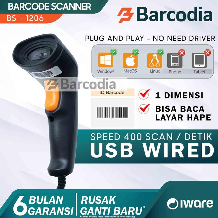 Gambar BARCODE SCANNER IWARE 1D 2D USB BLUETOOTH WIRELESS HIGH SENSITIF - 1D USB dari Barcodia undefined Tokopedia