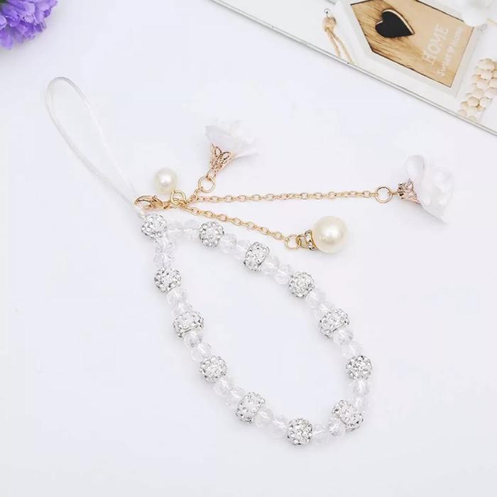 Gambar Gantungan hp tali hp kristal juntai bunga | phone charm ala korea - Putih dari Laluccu undefined Tokopedia