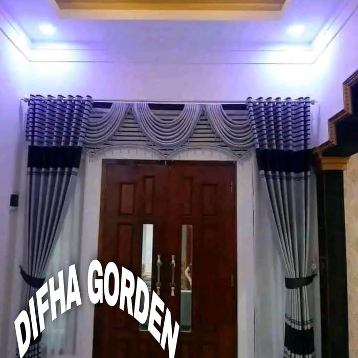 Gambar Gorden Poni gelombang spanyol satu set jendela Pintu Mewah Blackout - B abu hitam, Poni saja 200cm dari Difha gorden undefined Tokopedia