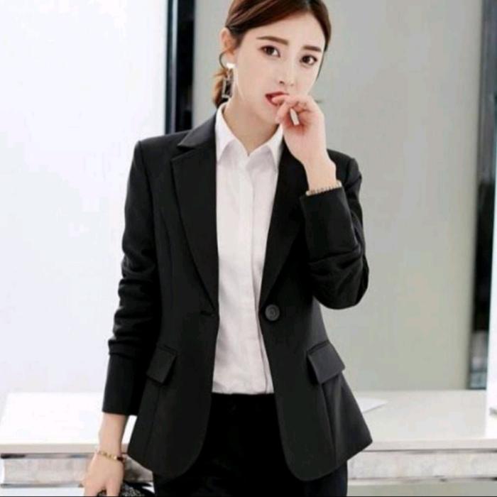 Gambar BLAZER WANITA KOREAN STYLE / JAS WANITA BLAZER KOREA / JAS WANITA - Hitam, M dari haiba ziya fashion undefined Tokopedia