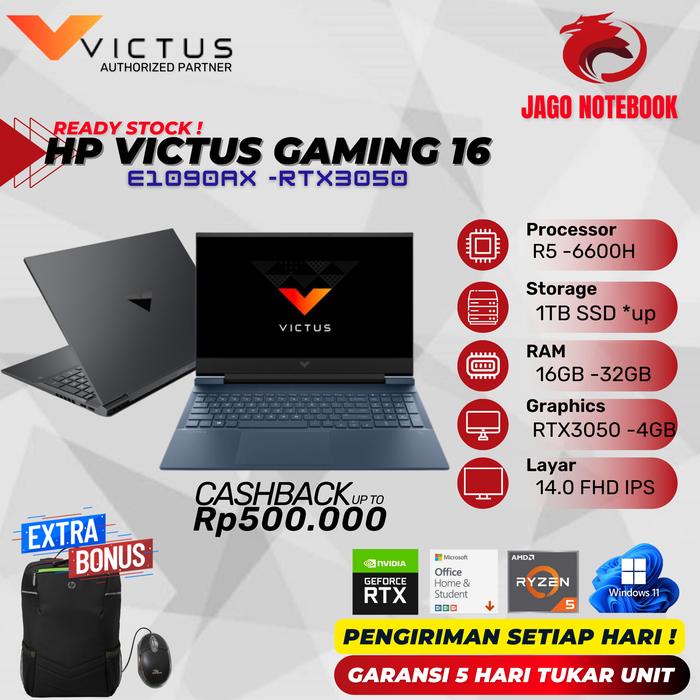 Laptop Gaming HP Victus 16 RTX3050 4GB Ryzen 6800H 16GB 1TBSSD di  Jago Notebook Tokopedia