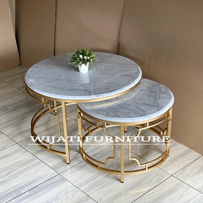 Jual Meja Tamu Marmer Nesting - Coffe Table Marmer Asli Rangka Besi ...