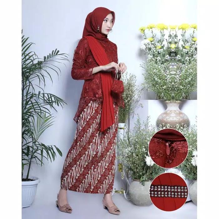 Gambar SETELAN KEBAYA SELENDANG KEBAYA MODERN KEBAYA SELENDANG - Merah, XXL dari Doa BundoShop undefined Tokopedia