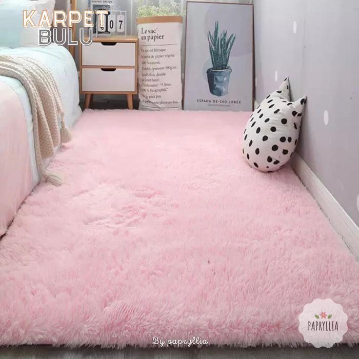 Gambar Karpet Bulu Rasfur Karpet Lantai Kasur Bulu ukuran 200x150cm + Busa - Pink Muda, Tebal 2cm dari PAPRYLLIA undefined Tokopedia