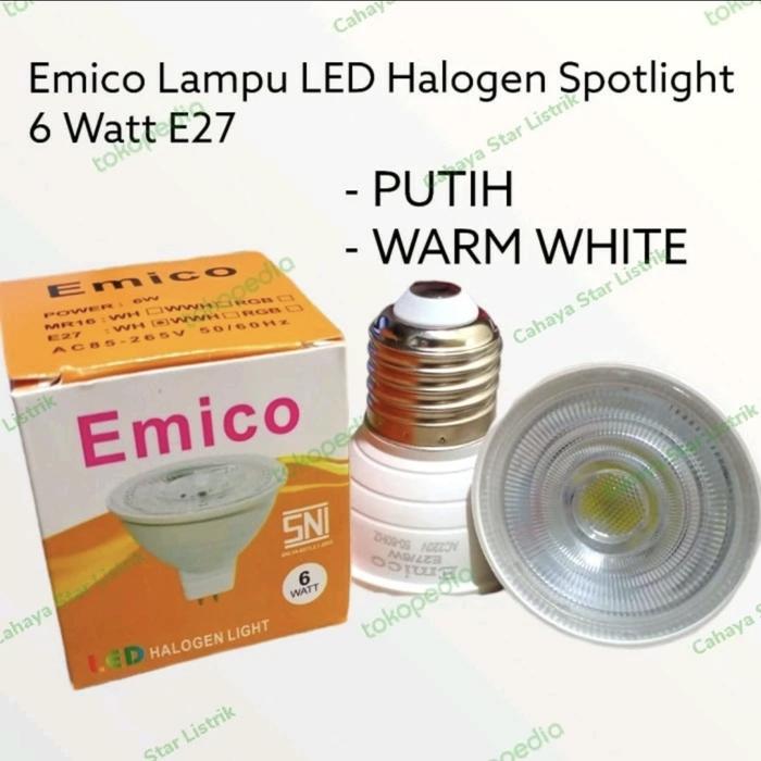Gambar Emico Lampu LED Halogen Light Spotlight 6 Watt MR16 / E27 Lampu Tusuk - E27 KUNING/ WW dari Cahaya Star Listrik undefined Tokopedia