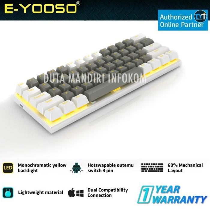 Gambar E-yooso Z11 - Wired 60% Hotswapable Mechanical Gaming Keyboard I Z-11 - Grey-White, RED SW dari Duta Mandiri Infokom Kota Administrasi Jakarta Pusat Tokopedia
