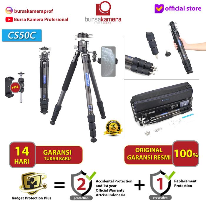 Gambar Artcise CS50C + PB35 Ball Head Travel Carbon Fiber Tripod - CS50C Only dari Bursa Kamera Profesional undefined Tokopedia