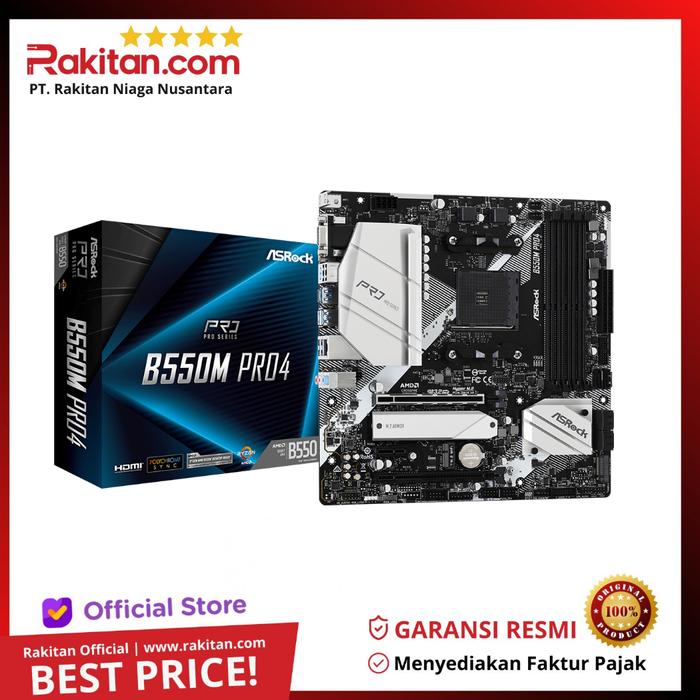 Gambar ASRock B550M Pro4 (AM4, AMD Promontory B550, DDR4, USB3.2, SATA3) dari Rakitan Computer undefined Tokopedia