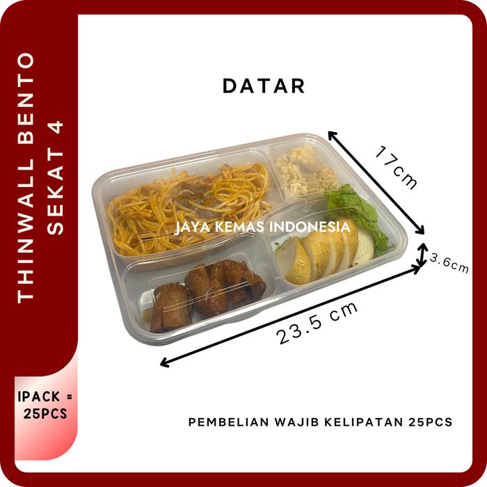 Gambar Thinwall Bento Sekat 4 | Kotak Makan Bento Transparant - RATA dari Jaya Kemas Indonesia undefined Tokopedia