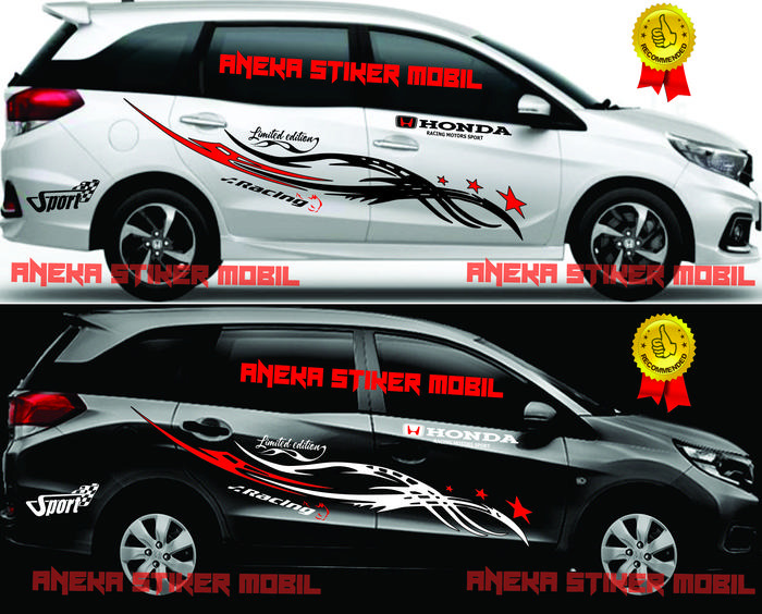 Gambar Stiker Mobil Mobilio Aksesoris Stiker Body Mobilio Cutting Sticker - HITAM MERAH, 1 PCS SEBELAH dari Aneka Stiker Mobil undefined Tokopedia
