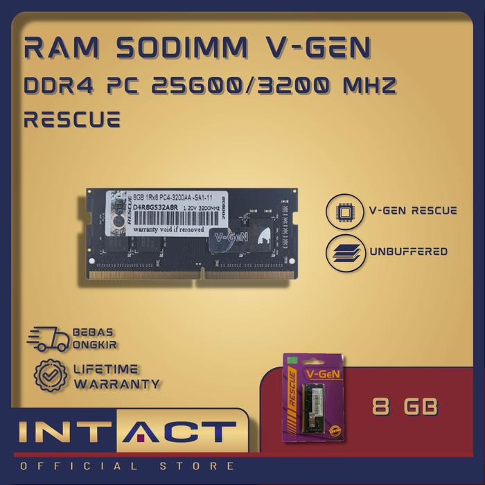 Gambar RAM DDR4 SODimm V-GeN RESCUE 8GB PC25600/3200Mhz - Memory Laptop VGEN dari Intact Official Store undefined Tokopedia