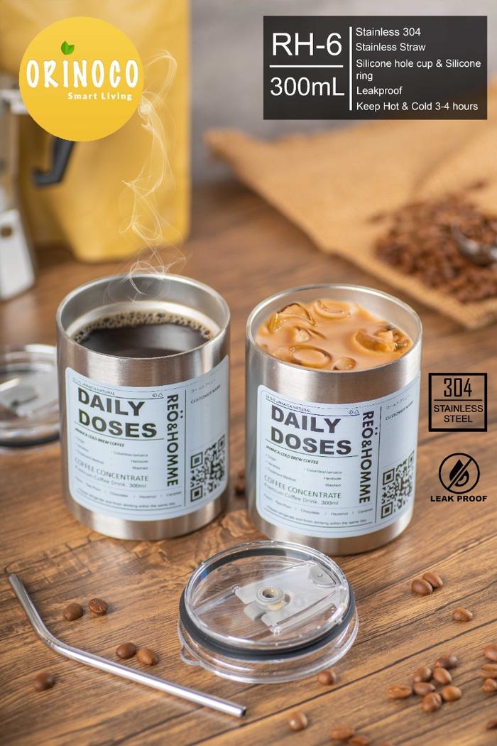 Gambar Orinoco Gelas Mug Stainless Coffee RH-6 WithStraw Stainless Leakproof dari Maxhomeliving_NEW undefined Tokopedia
