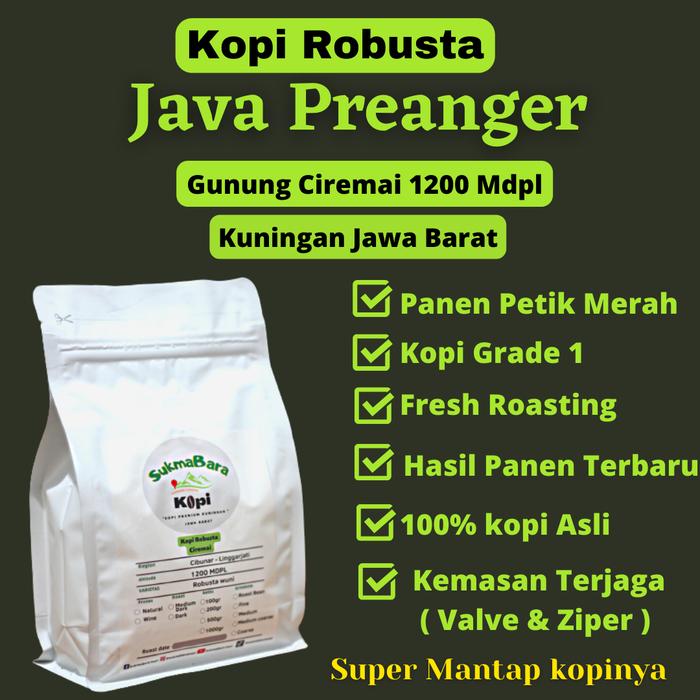 Biji kopi Robusta Ciremai 100 % kopi Bubuk Murni Aroma wangi 200gr