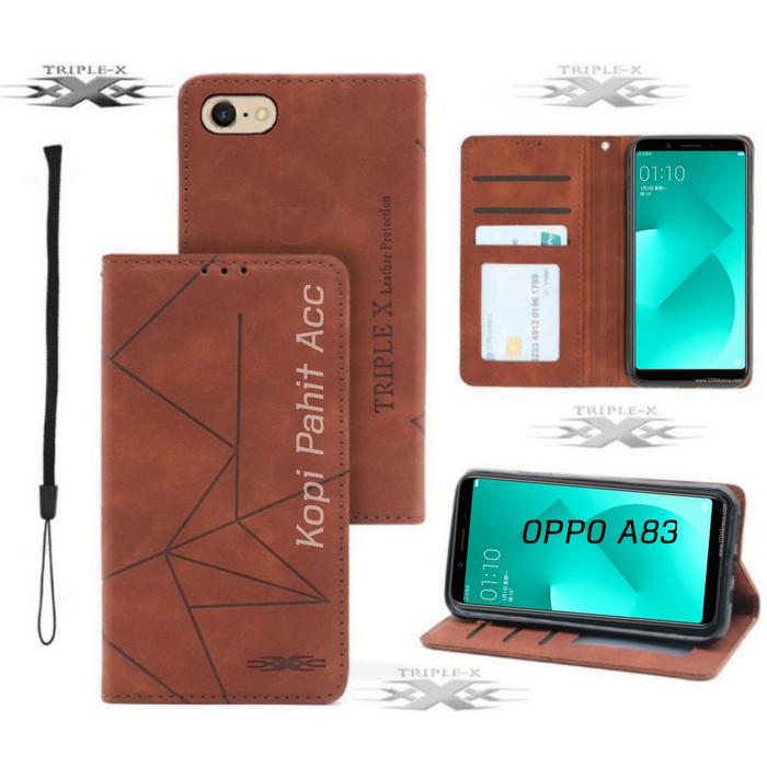 Gambar Case Oppo A83 Flip Cover Wallet Leather Case Dompet Magnet Premium - Coklat Tua, Oppo A83 dari Tripel X Indonesia undefined Tokopedia