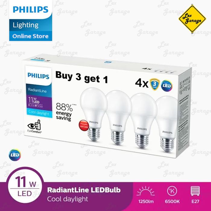 Gambar Lampu PHILIPS LED Bulb MultiPack 8W 10W 12W 8 10 12 Watt 6500K Putih - Radiant 11 Watt dari Lex Garage undefined Tokopedia