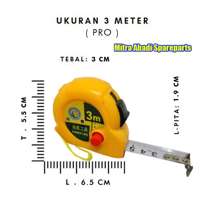 Gambar Roll Meteran / Measuring Roll Tape - 3 meter dari Mitra Abadi Spareparts undefined Tokopedia